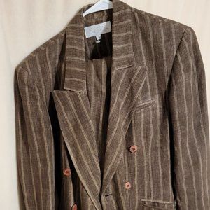 brown pinstripe suit
